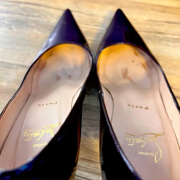 Christian Louboutin Chocolate Patten Leather Pumps. 60mm/3” heel. - Picture 2 of 8